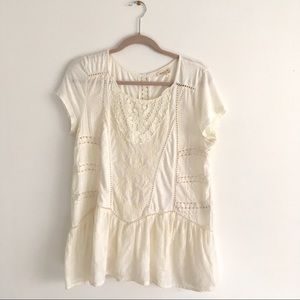 Anthro-Meadow Rue Crochet Embroidered Boho Top